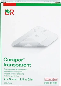 Lohmann & Rauscher Curapor transparent Wundverband steril chirurgisch, 5 x 7cm, 5 Stück