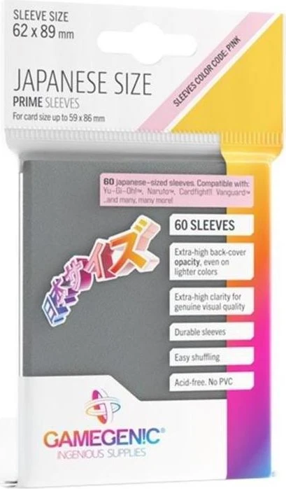 Gamegenic Japanese Size Prime Sleeves dark gray, 60 Stück