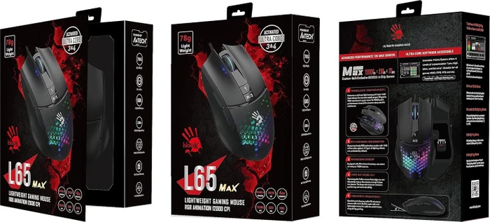 A4Tech Bloody L65 MAX RGB Gaming Mouse, Honeycomb schwarz, USB