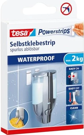 tesa Powerstrips Klebestreifen Waterproof Strips weiß, 6 Stück