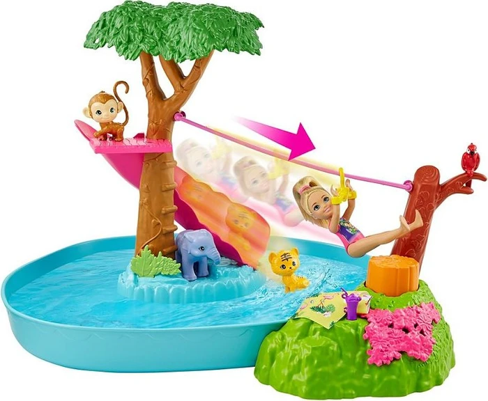 Mattel Barbie - Barbie und Chelsea Dschungelabenteuer Poolparty-Spielset