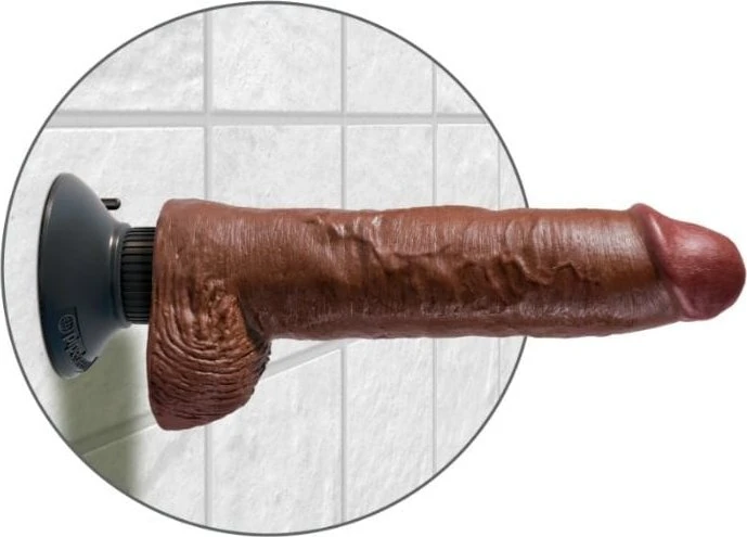 Pipedream King Cock 10" Vibrating Cock with Balls brown