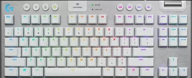 Logitech G915 TKL, LEDs RGB, weiß, GL Tactile, USB/Bluetooth, DE