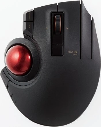 Elecom EX-G Pro M-XPT1MRXBK Trackball schwarz/rote Kugel, Rechtshänder, USB-A/Bluetooth