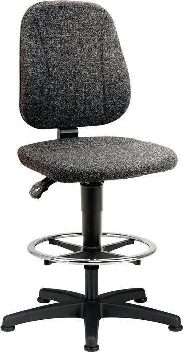 Bimos Unitec 3 Arbeitsdrehstuhl mit Gleiter und Fußring, Stoff, grau