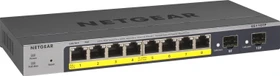 Netgear ProSAFE GS110 Desktop Gigabit Smart Switch, 8x RJ-45, 2x SFP, 55W PoE+ (GS110TP-300)