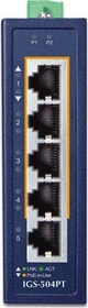 Planet IGS-504PT Industrial Railmount Gigabit Switch, 5x RJ-45, 120W PoE+
