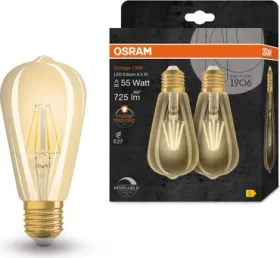 Osram Ledvance Filament LED Vintage 1906 Edison 55 6.5W/824 E27 DIM, 2 Stück