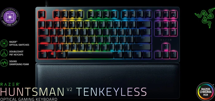 Razer Huntsman V2 TKL, LEDs RGB, schwarz, Razer Clicky Optical PURPLE, USB, FR