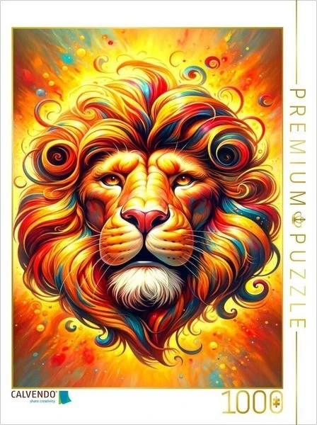 Calvendo Löwe - Ein Motiv aus dem Kalender Sternzeichen - Ein Jahr unter den Sternen mit von KI gemalten Tierkreiszeichen