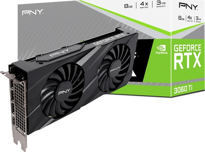 PNY GeForce RTX 3060 Ti 8GB Verto Dual Fan (LHR), 8GB GDDR6, HDMI, 3x DP
