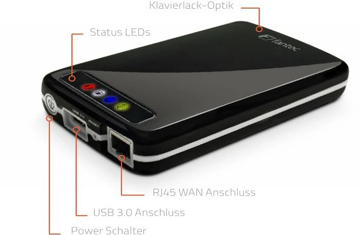 Fantec MWiD25 Mobile Wi-Fi Disk schwarz 2.5", 1x USB-A 3.0