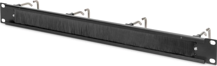 Digitus Kabelrangierpanel mit Stahlbügeln und Bürstenleiste, für 483mm-Schränke, RAL 9005, 1HE
