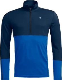 Ortovox 185 Rock'n'Wool Zip Neck Funktionsshirt langarm deep ocean (Herren)