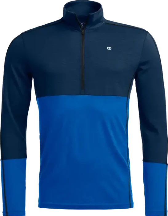 Ortovox 185 Rock'n'Wool Zip Neck Funktionsshirt langarm deep ocean (Herren)