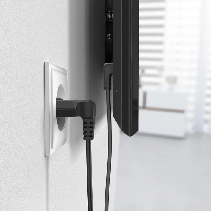 Hama Euro-Netzkabel gewinkelt/gewinkelt, 1.5m schwarz