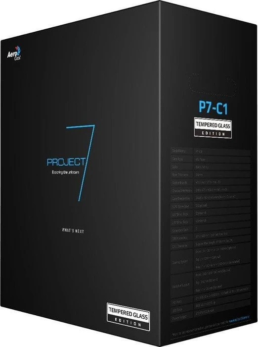 AeroCool Project7 P7-C1 Tempered Glass Edition schwarz, Glasfenster