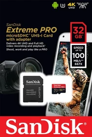 SanDisk Extreme PRO R100/W90 32GB Kit, UHS-I U3, A1, Class 10