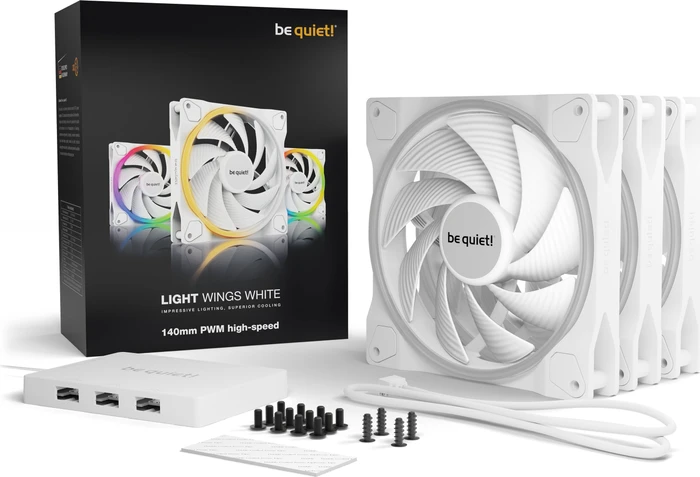 be quiet! Light Wings White PWM High-Speed, LED-Steuerung, 140mm, 3er-Pack