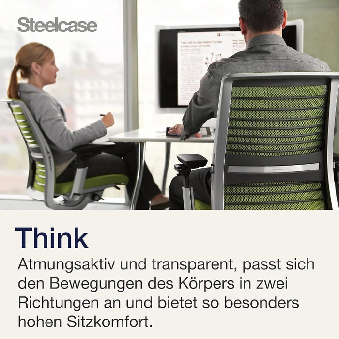 Steelcase Think Bürostuhl mit Armlehnen, beige/rosa