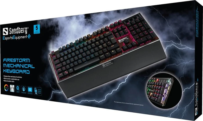 Sandberg FireStorm Mech, Gaote Outemu BLUE, USB, BE