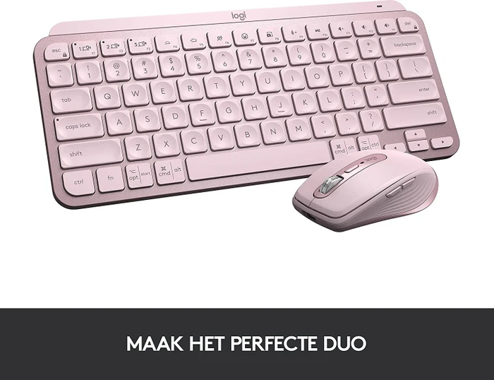 Logitech MX Keys Mini, rosa, LEDs weiß, Logi Bolt, Rose, USB/Bluetooth, US