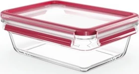 Emsa Clip&Close Glas rechteckig Aufbewahrungsbehälter 1.3l rot
