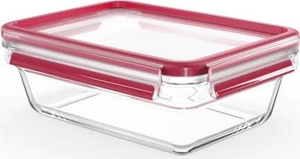 Emsa Clip&Close Glas rechteckig Aufbewahrungsbehälter 1.3l rot