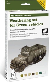 Vallejo Model Air AFV Painting System Weathering Set for Green Vehicles Farbset, 7-tlg.