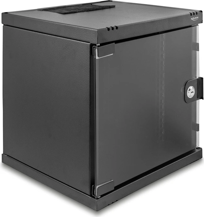 DeLOCK 10" Netzwerkschrank 6HE, mit Glastür, Sicherheitsglastür, IP20, schwarz, 330mm tief