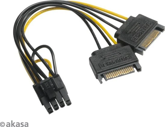 Akasa 2x 15-Pin SATA Strom auf 6/8-Pin PCIe, 150mm