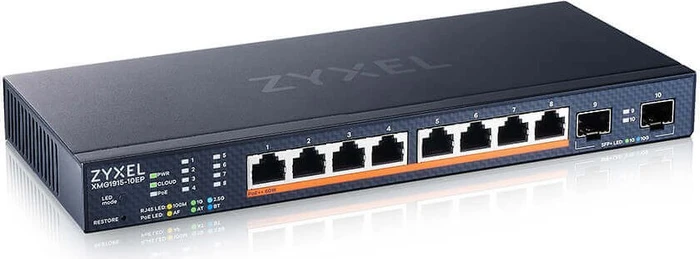 Zyxel XMG1915-10EP Desktop 2.5G Smart Switch, 8x RJ-45, 2x SFP+, 130W PoE++