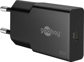 Wentronic Goobay USB-C PD GaN Schnellladegerät Slim 25W schwarz