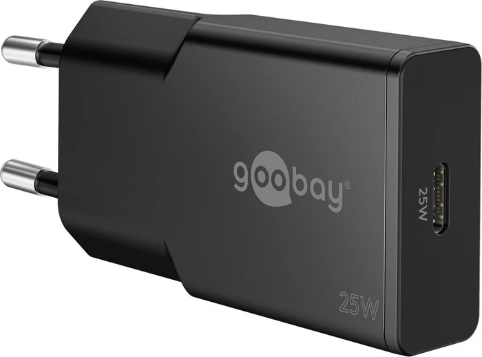 Wentronic Goobay USB-C PD GaN Schnellladegerät Slim 25W schwarz
