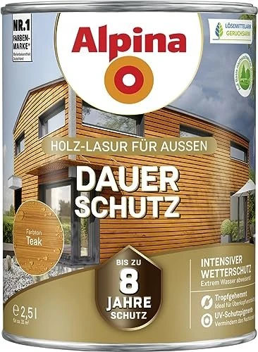 Alpina Farben Dauer-Schutz Holz-Lasur außen teak, 2.5l