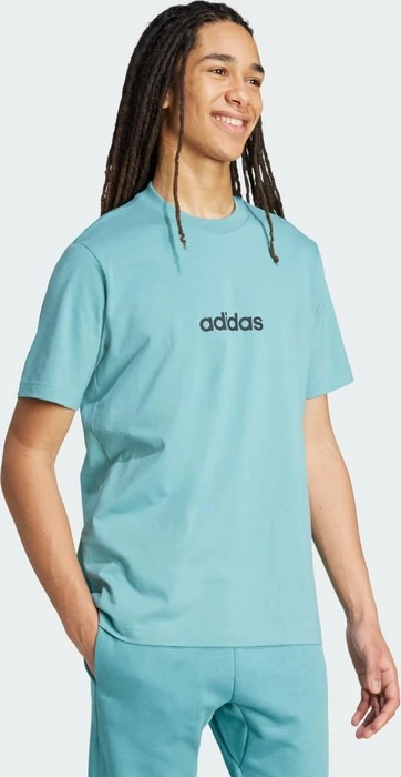 adidas Essentials Linear Single Jersey T-Shirt kurzarm powder teal/black (Herren)