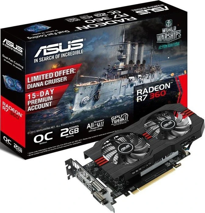 ASUS Radeon R7 360, R7360-OC-2GD5, 2GB GDDR5, 2x DVI, HDMI, DP