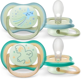 Philips Avent SCF376/18 Ultra Air Nighttime Beruhigungsschnuller, 6-18M, Silikon, stern/vogel, 2 Stück