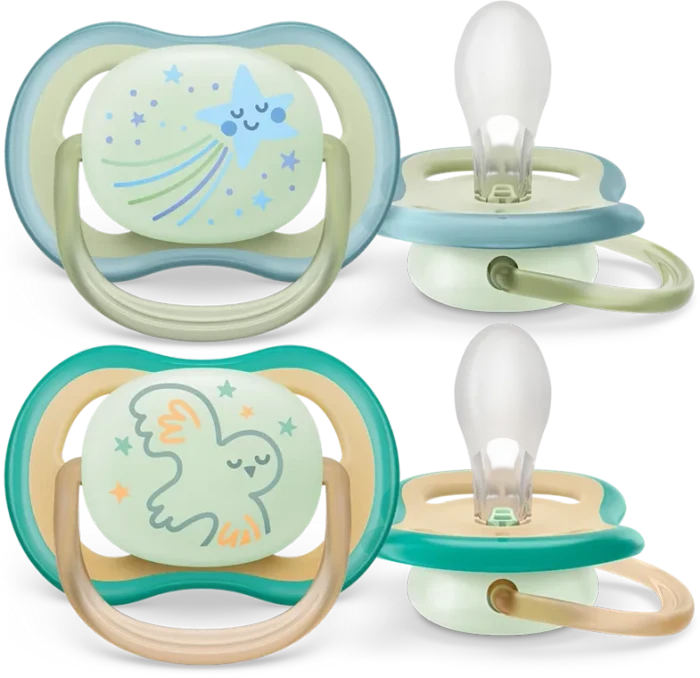 Philips Avent SCF376/18 Ultra Air Nighttime Beruhigungsschnuller, 6-18M, Silikon, stern/vogel, 2 Stück