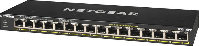 Netgear SOHO GS300 Desktop Gigabit Switch, 16x RJ-45, 183W PoE+