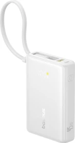 Baseus PicoGo Power Bank 45W 10000mAh mit eingebautem Kabel weiß