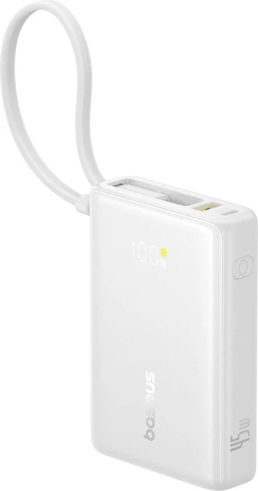Baseus PicoGo Power Bank 45W 10000mAh mit eingebautem Kabel weiß