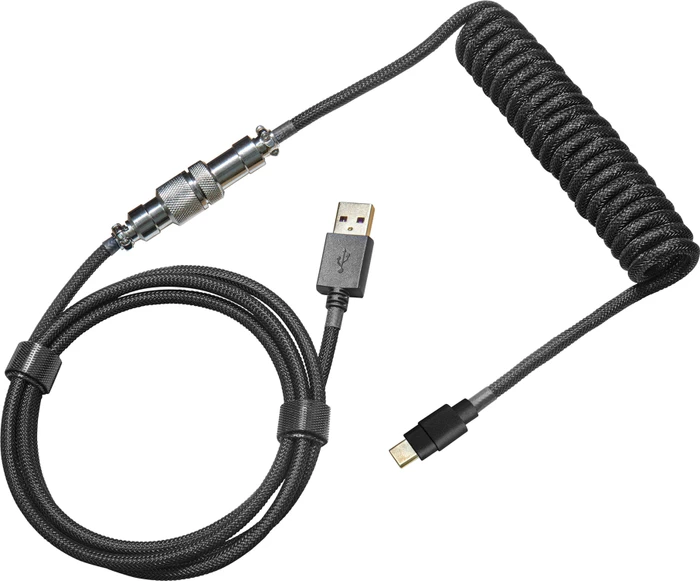 Cooler Master Coiled Cable USB-C auf USB-A, Tastaturkabel (Spiral-Textilkabel), 1.5m, Shadow Black