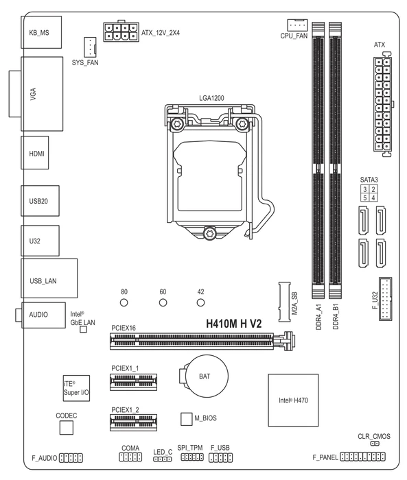 GIGABYTE H410M H V2 (Rev. 1.0) (Intel 1200)