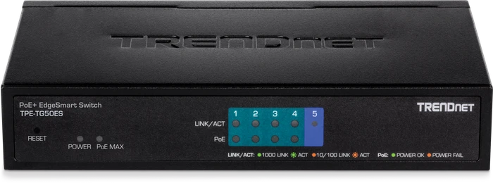 TRENDnet TPE-TG Desktop Gigabit Smart Switch, 5x RJ-45, 31W PoE+