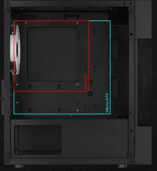 AeroCool Atomic Lite [V1], Lüfter LED Fixed RGB, Glasfenster