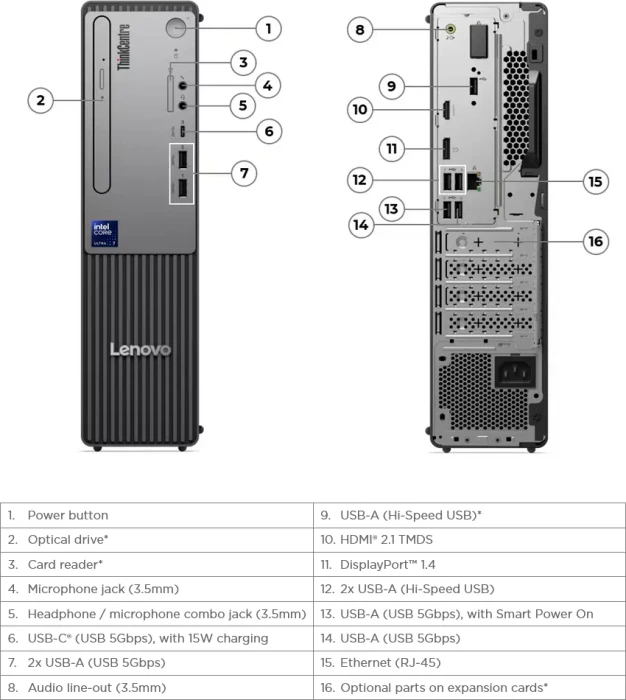 Lenovo ThinkCentre neo 50s Gen 6, Raven Black, Core Ultra 3 205, 8GB RAM, 512GB SSD, DE