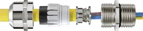 Wiska EMSKV-L 16 EMV-Z EMV-Kabelverschraubung, Messing vernickelt mit langem Anschlussgewinde, M16