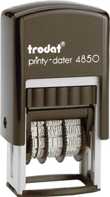 trodat printy-dater 4850/L9 Datumstempel mit Textplatte GEFAXT, 23x12mm, Monat in Buchstaben, schwarz