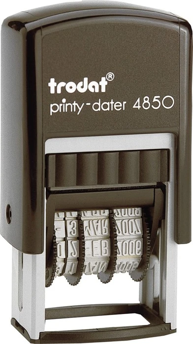 trodat printy-dater 4850/L9 Datumstempel mit Textplatte GEFAXT, 23x12mm, Monat in Buchstaben, schwarz